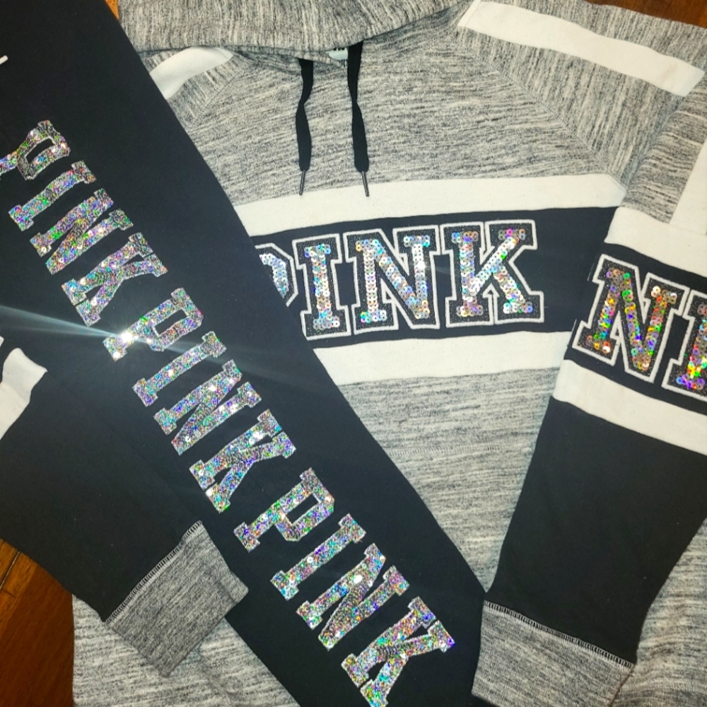 VICTORIA'S SECRET PINK IRRIDESCANT/HOLOGRAPHIC BLING SET
